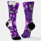 Lila Halloween-Thema Socken (Gewinkelt)