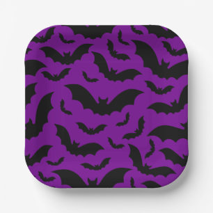 lila Halloween Vampir Fledermäuse gothic Pappteller