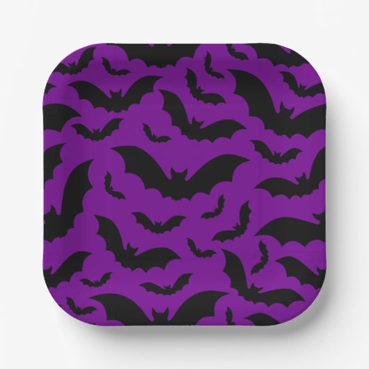 lila Halloween Vampir Fledermäuse gothic Pappteller (Vorderseite)
