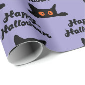 Lila Halloween Wrapping Paper mit Schwarzen Katzen Geschenkpapier (Rolleneckpunkt)