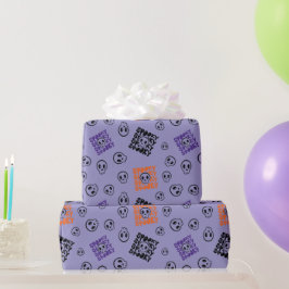 Lila Halloween-Wrapping-Papier für Creepy Skulls Geschenkpapier