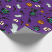 Lila Halloween-Wrapping-Papier Geschenkpapier (Ecke)