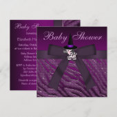 Lila Halloween Zebra & Animal Print Baby Dusche Einladung (Vorne/Hinten)