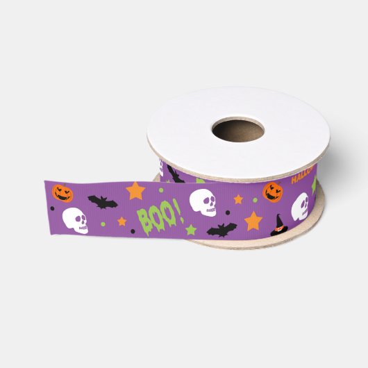 Lila Halloween-Zeichen Ripsband (Spule)