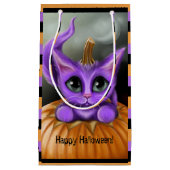 Lila HalloweenKitty Striped Kleine Geschenktüte (Vorderseite)