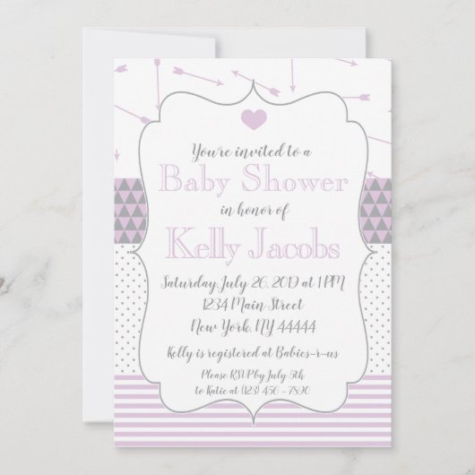 Lila Halsarme Kinderdusche Einladung (Vorderseite)