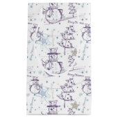 Lila Hand Drawn Christmas Snowman Kleine Geschenktüte (Vorderseite)