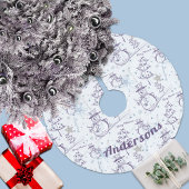 Lila Hand Drawn Christmas Snowman Polyester Weihnachtsbaumdecke