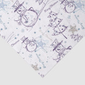 Lila Hand Drawn Christmas Snowman Seidenpapier (Detail)