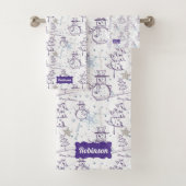 Lila Hand Drawn Jolly Xmas Snowman Badhandtuch Set (Insitu)
