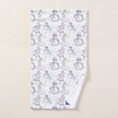 Lila Hand Drawn Jolly Xmas Snowman Badhandtuch Set (Handtuch)