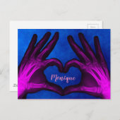 Lila Hand Xray Heart Postkarte (Vorne/Hinten)