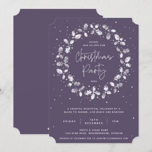 Lila Händdruck Holly Wreath Weihnachts-Party Einladung