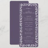 Lila Handdrucke Holly+Berries Weihnachten Menükarte (Vorne/Hinten)