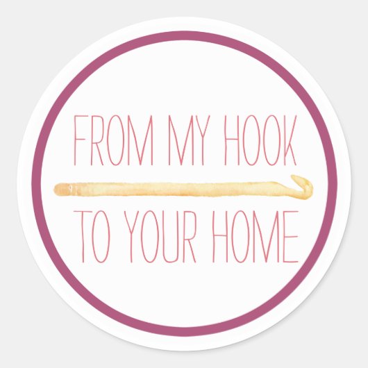 Lila handgefertigte Crochet Runder Aufkleber (Vorderseite)