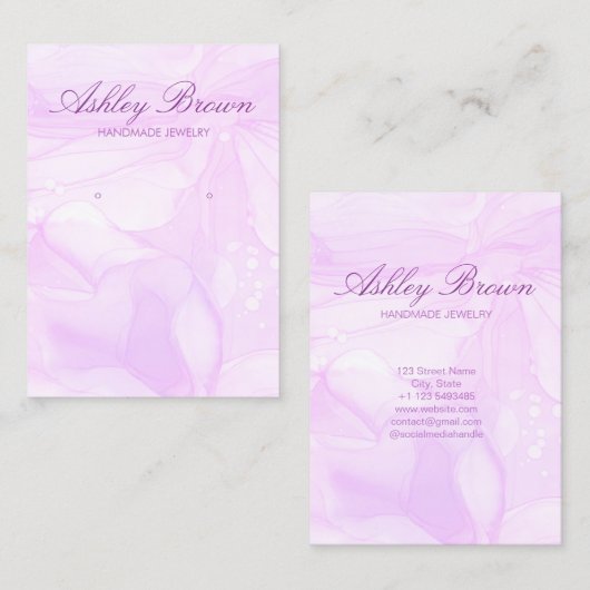 Lila, handgefertigte Schmuckstücke Visitenkarte (Vorne/Hinten)