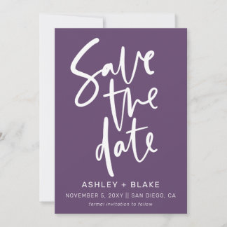 Lila handgeschriebene Kalligrafie Save the Date