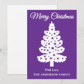 Lila handgeschriebener Skriptbaum Feiertagskarte (Vorne/Hinten)