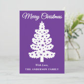 Lila handgeschriebener Skriptbaum Feiertagskarte (Stehend Vorderseite)