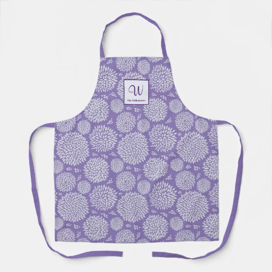 Lila handgezeichnet Blume Monogramm-Schürze Schürze (Vorderseite)