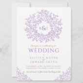 Lila handgezeichnete Mono-Kunsthochzeit Einladung (Vorderseite)