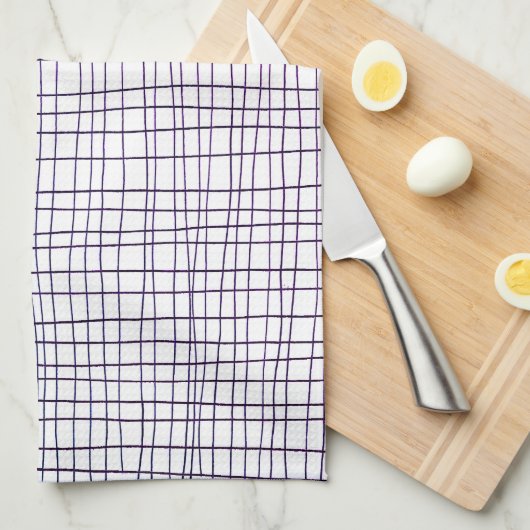 Lila, handgezeichnetes Stripgitter Geschirrtuch (Viertel Falte)