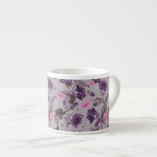lila Handglocken und rosa Schmetterlinge Muster Espressotasse