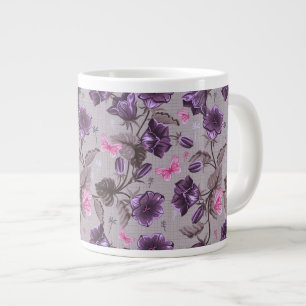 lila Handglocken und rosa Schmetterlinge Muster Jumbo-Tasse