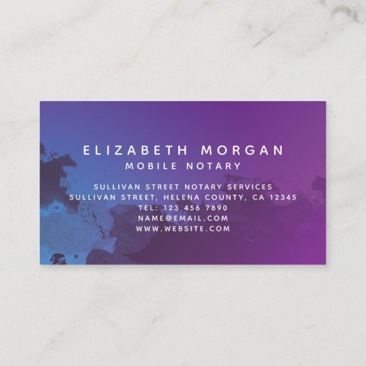 Lila Handschrift für Notare Visitenkarte (Rückseite)