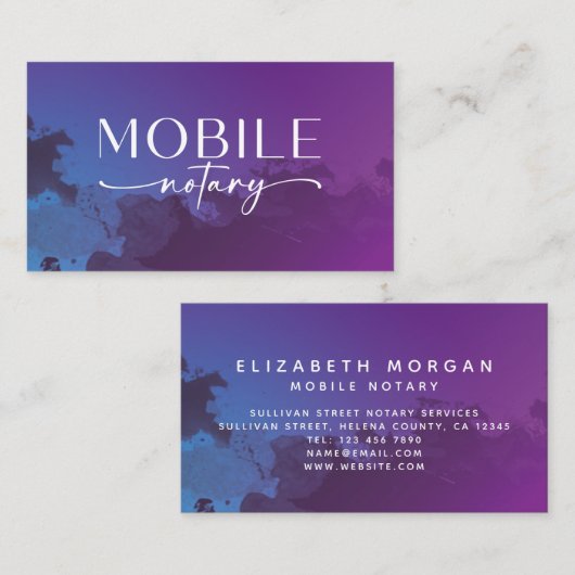 Lila Handschrift für Notare Visitenkarte (Vorne/Hinten)