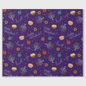 Lila Hanukkah Geschenkpapier (Flach)