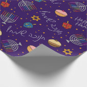 Lila Hanukkah Geschenkpapier (Ecke)