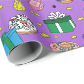 Lila Hanukkah-Muster Geschenkpapier (Rolleneckpunkt)