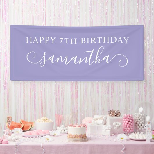 Lila Happy 7. Geburtstag Niedlicher Curl-Name Banner (Party)
