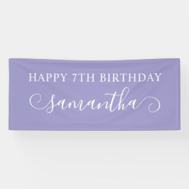 Lila Happy 7. Geburtstag Niedlicher Curl-Name Banner