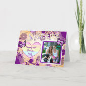 Lila Happy Birthday Foto Card für Schwester Karte (Vorderseite)