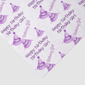 Lila Happy Birthday Girl - oder Name - Party Hats Seidenpapier (Ausschnitt)