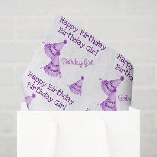 Lila Happy Birthday Girl - oder Name - Party Hats Seidenpapier