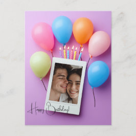 Lila Happy Birthday Personalisiert Poloraid Postkarte