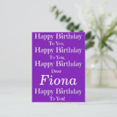 Lila Happy Birthday Song Postcard Postkarte (Stehend Vorderseite)