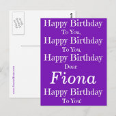 Lila Happy Birthday Song Postcard Postkarte (Vorne/Hinten)