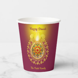 Lila Happy Diwali Pappbecher