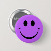 Lila Happy Face Niedlich Button (Vorne & Hinten)