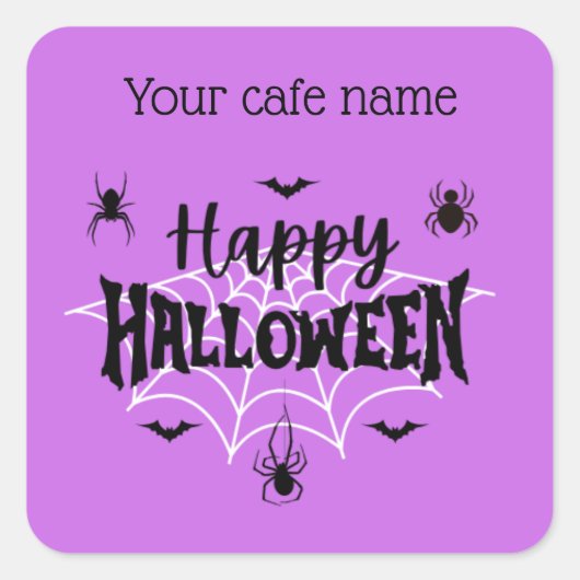 Lila Happy Halloween Cafe Aufkleber (Vorderseite)
