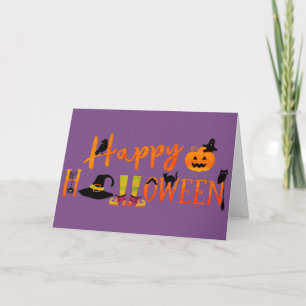Lila Happy Halloween Karte