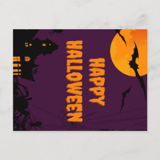 Lila Happy Halloween Poster Postkarte