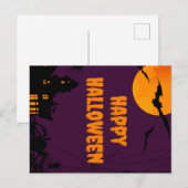 Lila Happy Halloween Poster Postkarte (Vorne/Hinten)