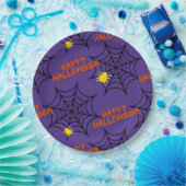 Lila Happy Halloween Spider Web Pappteller (Party)