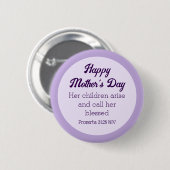 Lila Happy Mother's Day Bible Verse Einfach Button (Vorne & Hinten)