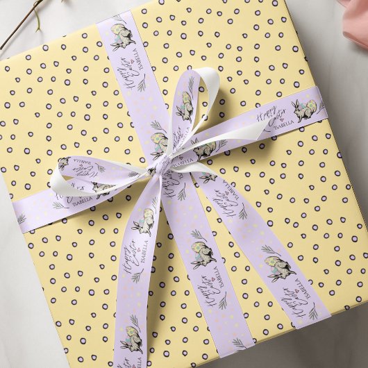 Lila Happy Oaster Bunny Rabbit und Eier Name Ripsband